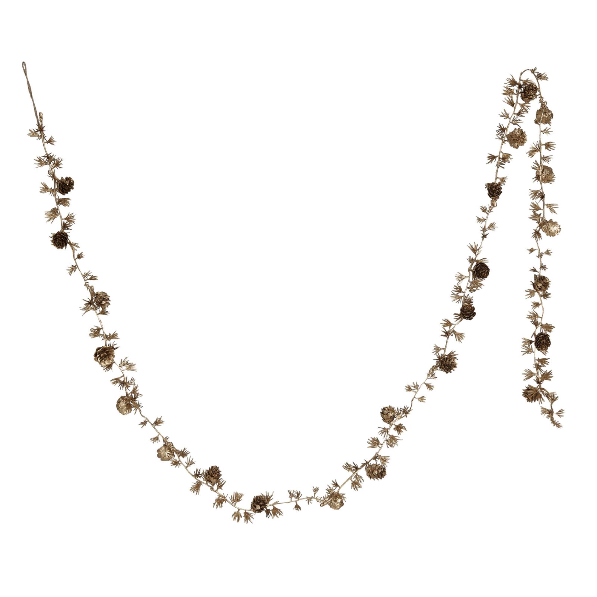 Hello Honey® 6ft. Gold Color Faux Evergreen Garland with Pinecones